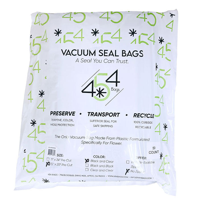 454 Bags Vacuum Seal Storage Bags, 5 mil, 15 Inch x 20 Inch, Black & Clear - Pack of 50