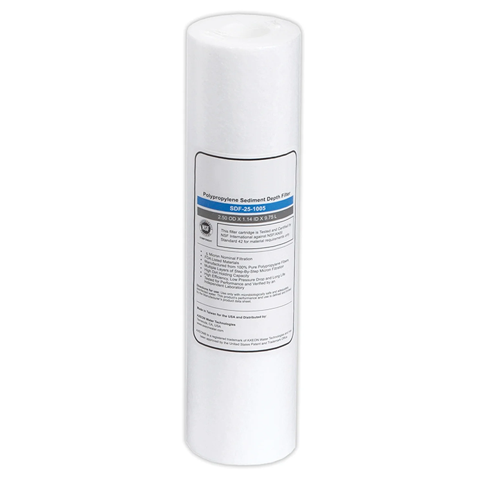 AXEON SDF-25-1005 Polypropylene Sediment Depth Filter Cartridge, 2.5 Inch x 10 Inch