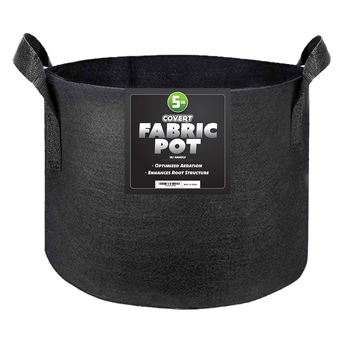 Covert Fabric Pot with Handle, 5 Gallon - Black