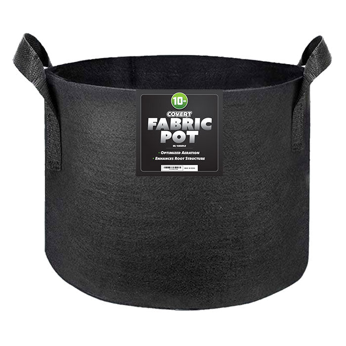 Covert Fabric Pot with Handle, 10 Gallon - Black