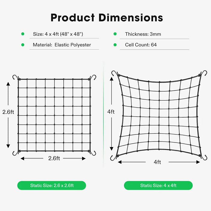 Vivosun Elastic Trellis Netting, 4' x 4'