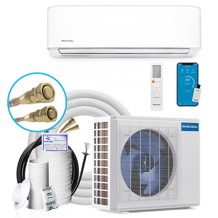 MRCOOL DIY GEN 4 E-Star 18000 BTU Ductless Mini-Split Air Conditioner With Heat Pump, 25 Foot Install Kit, DIY Pro Cable, & Enhanced WiFi Connectivity, 230 Volts