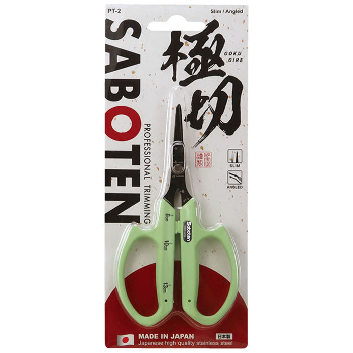Saboten PT-2 Fluorine Coated Angled Blade Trimming Scissors, Green