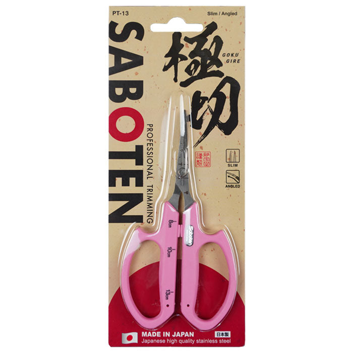 Saboten PT-13 Stainless Steel Angled Blade Trimming Scissors, Pink
