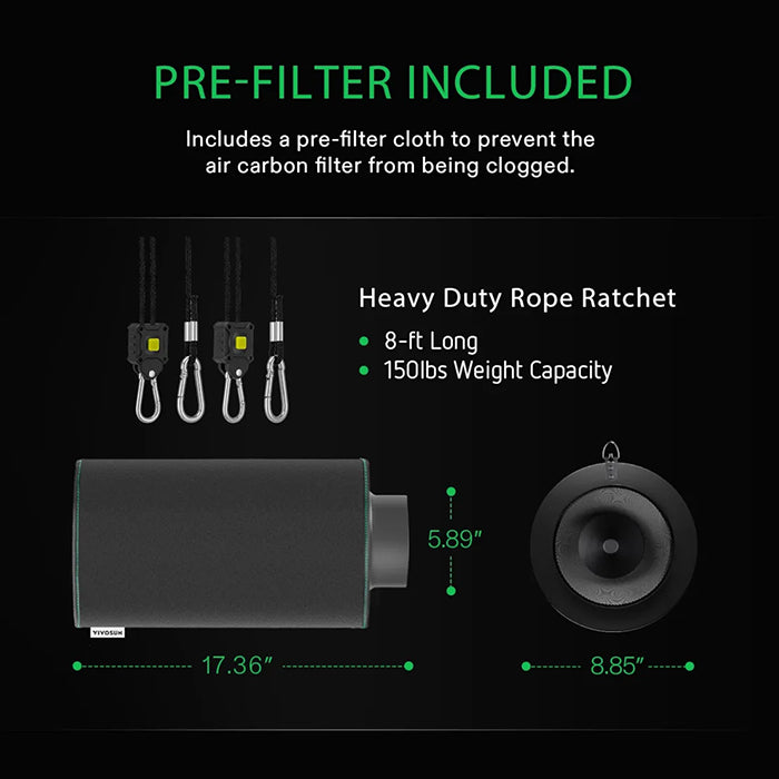 Vivosun Black Carbon Filter, 6"