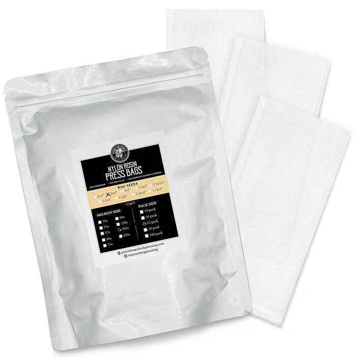 Gutenbergs Dank Pressing Co. 3" x 6" Rosin Bags, 160 Micron - Pack of 25