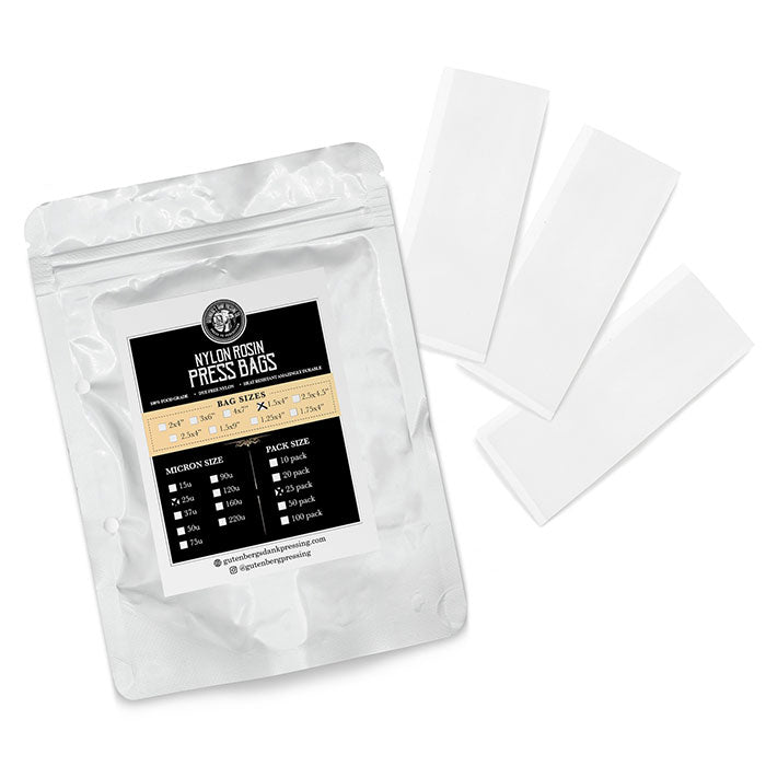 Gutenbergs Dank Pressing Co. 1.5" x 4" Rosin Bags, 25 Micron - Pack of 25