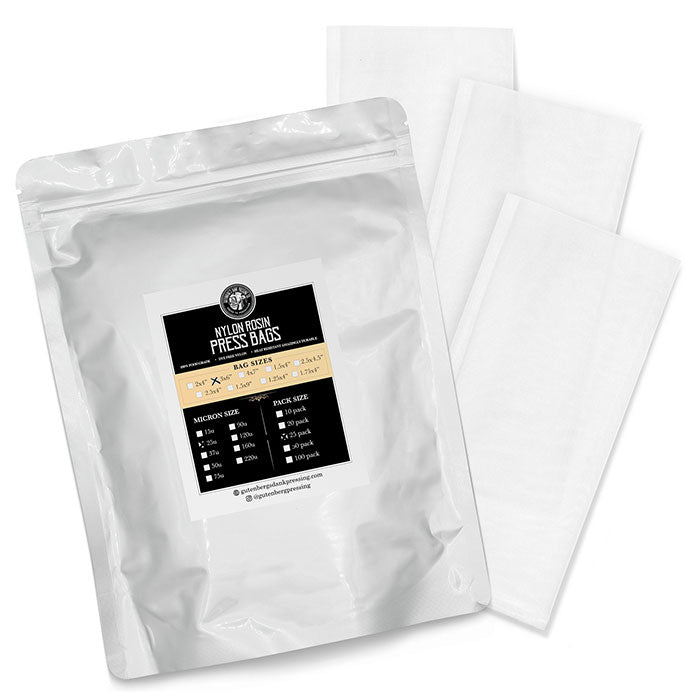 Gutenbergs Dank Pressing Co. 3" x 6" Rosin Bags, 15 Micron - Pack of 25
