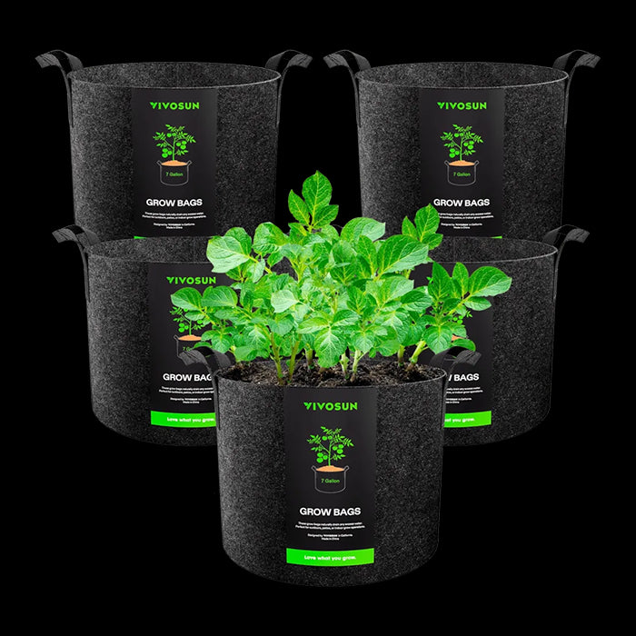Vivosun Thick Nonwoven Fabric Pot with Handles, 7 Gallon, Pack of 5