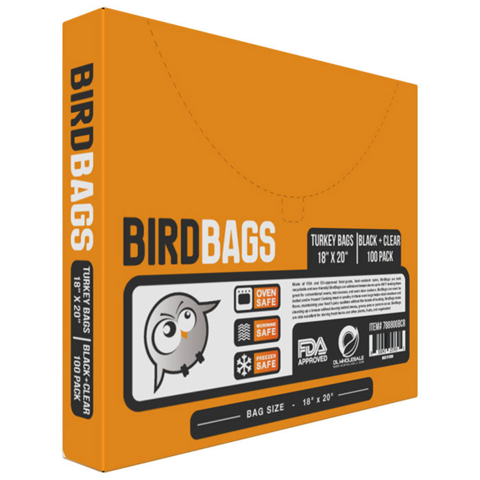 BirdBags Turkey Storage Bags, 3 Gallon Bags 18 Inch x 20 Inch, Black & Clear - Pack of 100