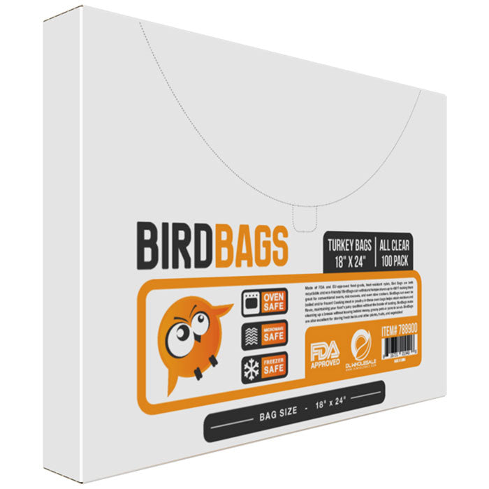 BirdBags Turkey Storage Bags, 4 Gallon Bags 18 Inch x 24 Inch, Clear - Pack of 100