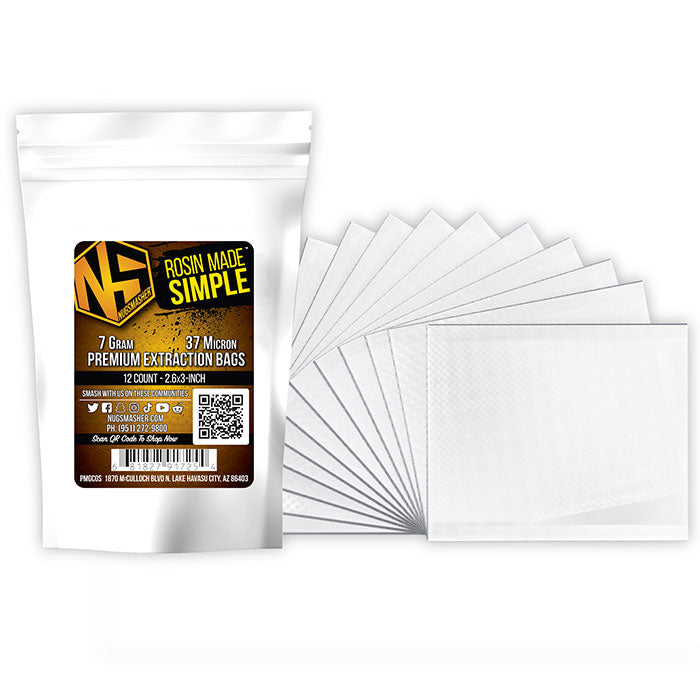 NugSmasher 7 Gram Premium Extraction Bags, 37 Micron, Pack of 12
