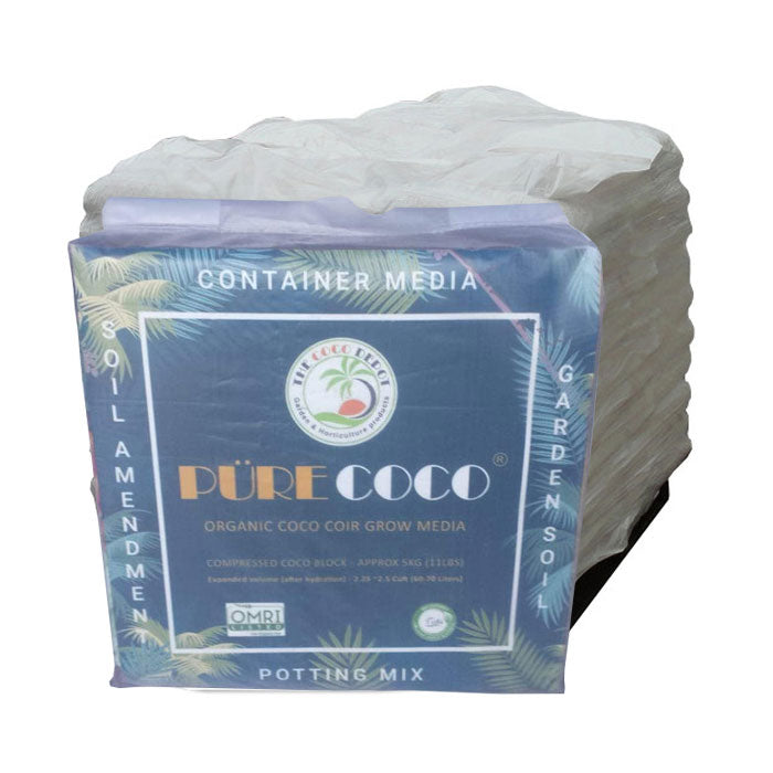 The Coco Depot Individually Wrapped Pure Coco Organic Compressed Coco Block, 5 kg - Pallet of 200 Blocks