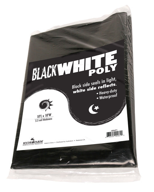 Hydrofarm Black & White Poly 10' x 10' , 5.5 mil