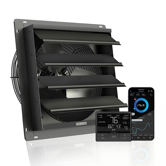 AC Infinity AIRLIFT T14 Smart Shutter Exhaust Ventilation Fan with Temperature Humidity Controller, 14"