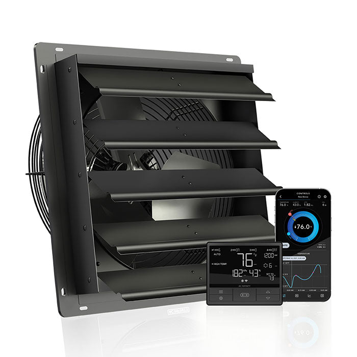 AC Infinity AIRLIFT T16 Smart Shutter Exhaust Ventilation Fan with Temperature Humidity Controller, 16"