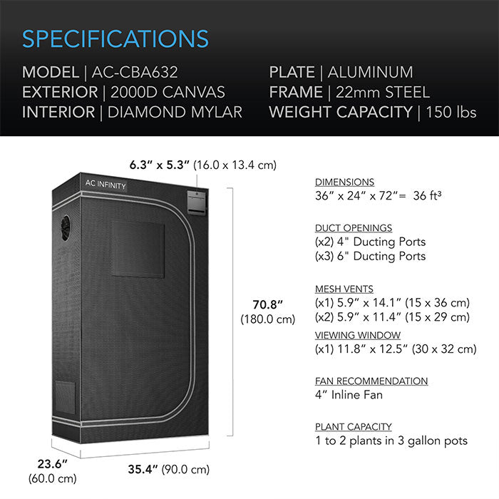 AC Infinity CLOUDLAB 2' x 3' Grow Tent
