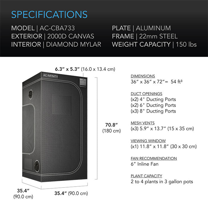 AC Infinity CLOUDLAB 3' x 3' Grow Tent