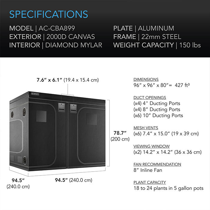 AC Infinity CLOUDLAB 8' x 8' Grow Tent