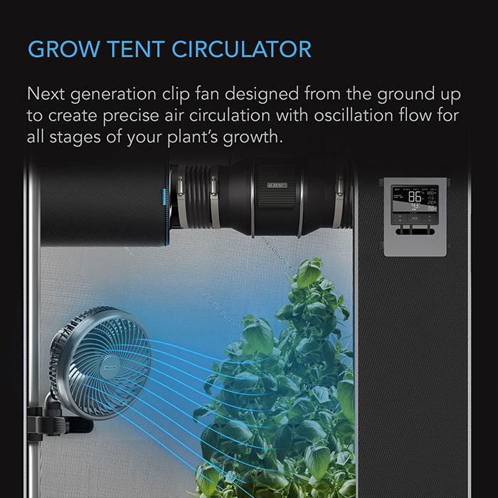AC Infinity CLOUDRAY S6 Gen 2 Auto Oscillation Grow Tent Clip Fan, 6"