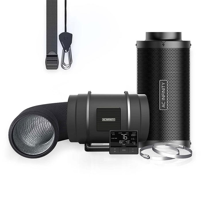 AC Infinity PRO Air Filtration Kit with Inline Fan and Controller, Carbon Filter, and Ducting Combo, 8"