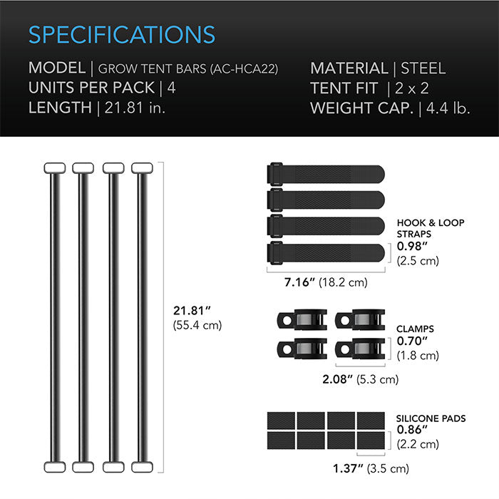 AC Infinity Grow Tent Mounting Bars For 2' x 2' CLOUDLAB Grow Tents