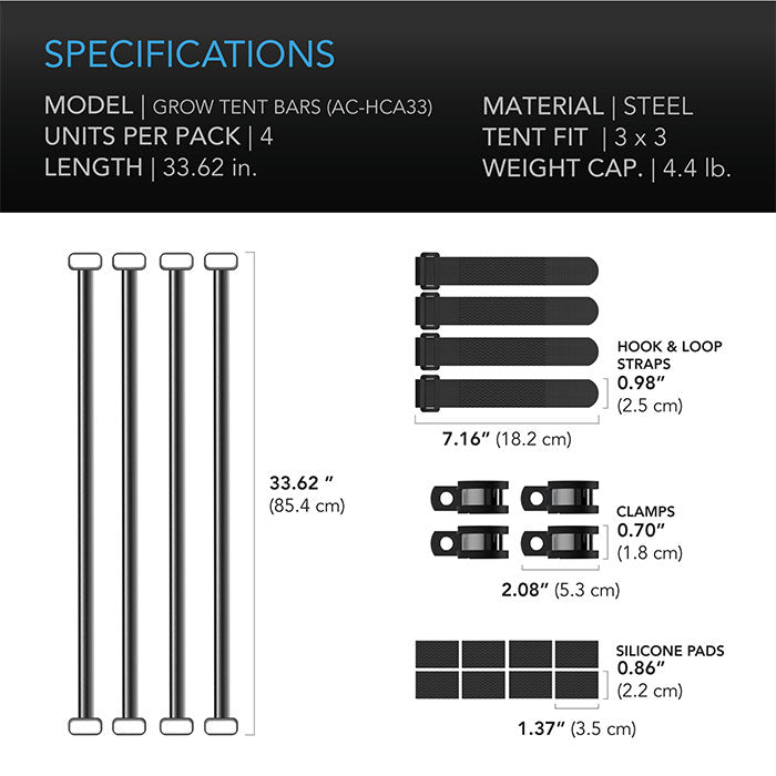 AC Infinity Grow Tent Mounting Bars For 3' x 3' CLOUDLAB Grow Tents