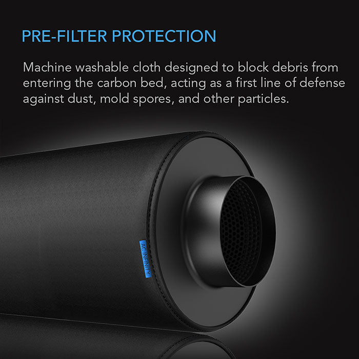 AC Infinity Cloth Pre-Filter for Inline Carbon filter, 8" - Pack of 2