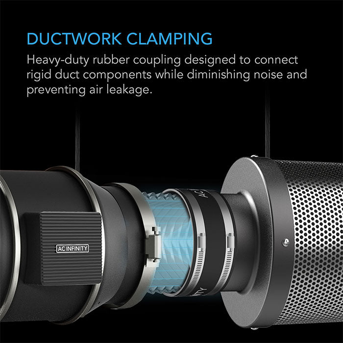 AC Infinity Noise Reduction Duct Coupler with Stainless Steel Clamps
