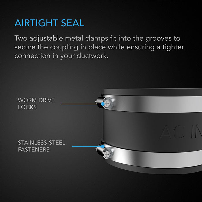 AC Infinity Noise Reduction Duct Coupler with Stainless Steel Clamps