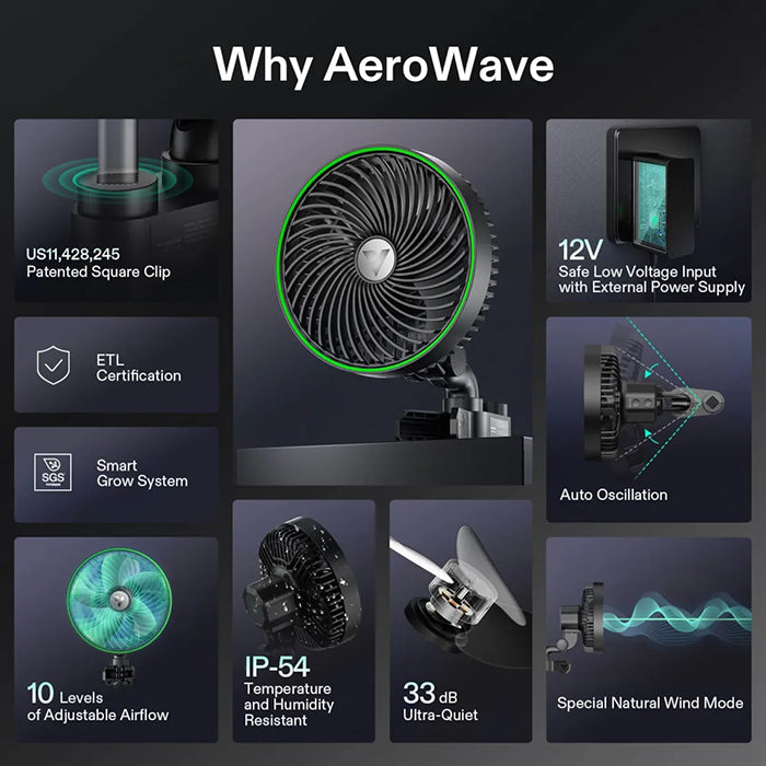 Vivosun AeroWave E6 Oscillating Grow Tent Clip Fan