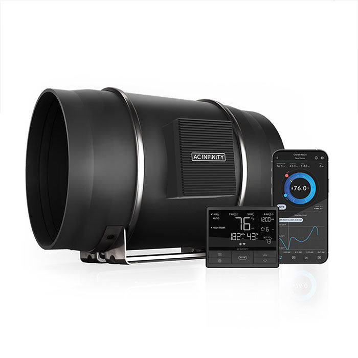 AC Infinity 12" Cloudline PRO T12 Inline Fan with Temperature & Humidity Controller, 1604 CFM