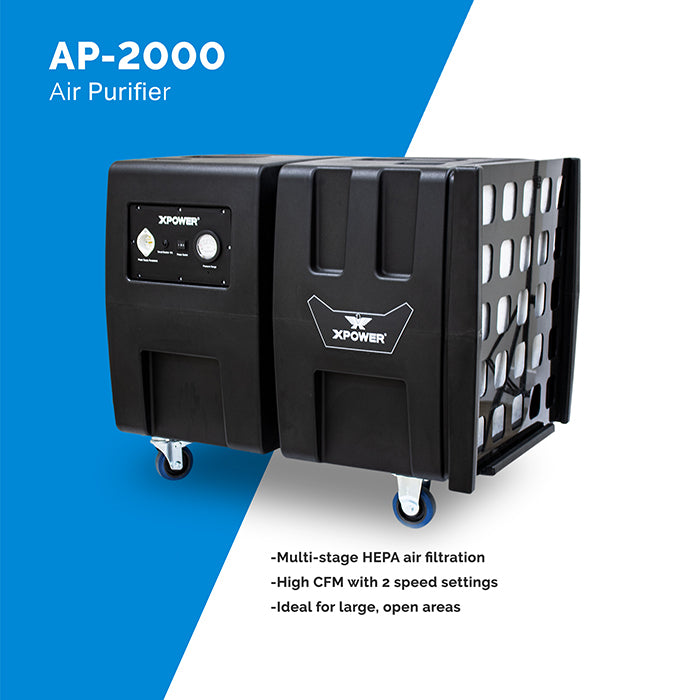 XPOWER Everest PLUS Programmable Sanitizing System, 2000 CFM HEPA Air Purifier + Ozone Generator + Digital Timer