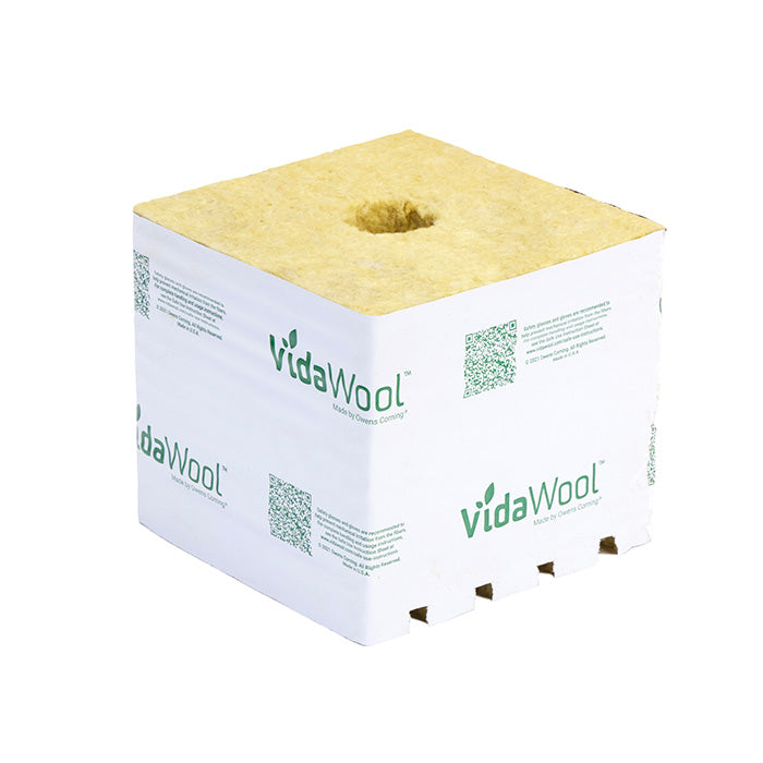 VidaWool Rockwool Block 190 with Hole, 6 Inch x 6 Inch x 5.3 Inch - Case of 48