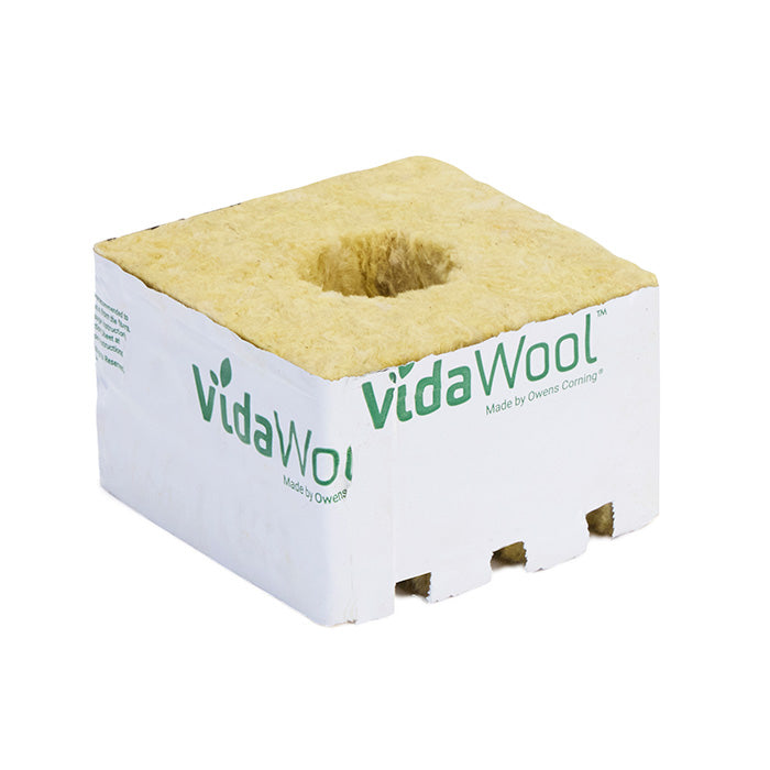 VidaWool Rockwool Block 40 with Hole, 4 Inch x 4 Inch x 2.5 Inch - Case of 216
