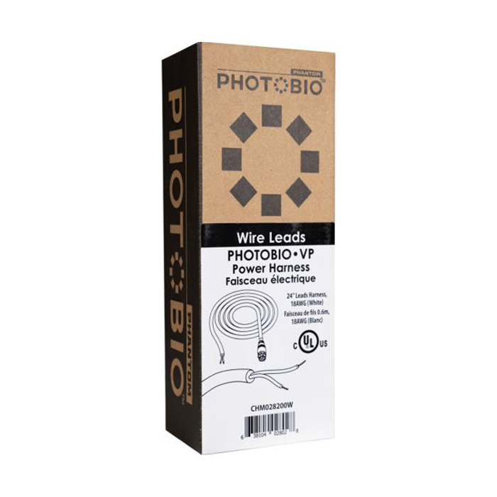 PHOTOBIO VP White Cable Harness - 18AWG, Open Leads, 2 ft.