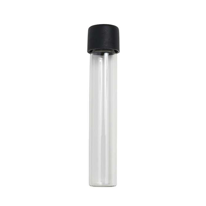 Custom Cones USA Glass Pre-Roll Tubes with Child-Resistant Black Smooth Cap, 115mm - Pack of 400