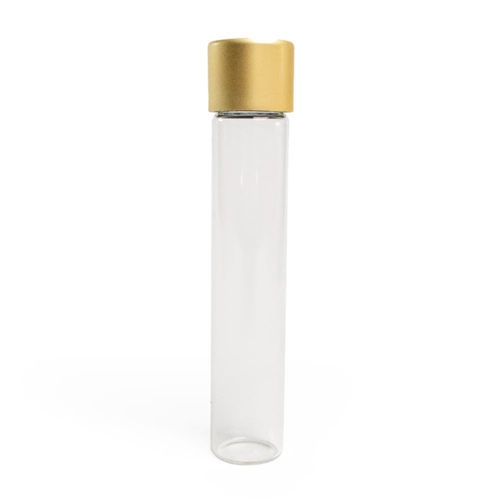 Custom Cones USA Glass Pre-Roll Tubes with Child-Resistant Gold Alumite Cap, 115mm - Pack of 400