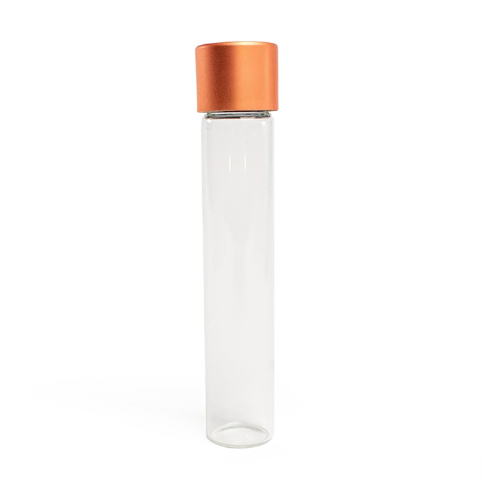 Custom Cones USA Glass Pre-Roll Tubes with Child-Resistant Orange Alumite Cap, 115mm - Pack of 400