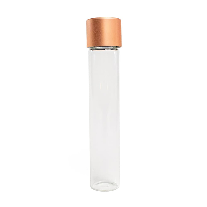 Custom Cones USA Glass Pre-Roll Tubes with Child-Resistant RoseGold Alumite Cap, 115mm - Pack of 400
