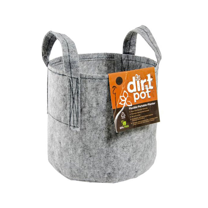 Dirt Pot Grey Round Fabric Pot with Handles, 7 Gallon