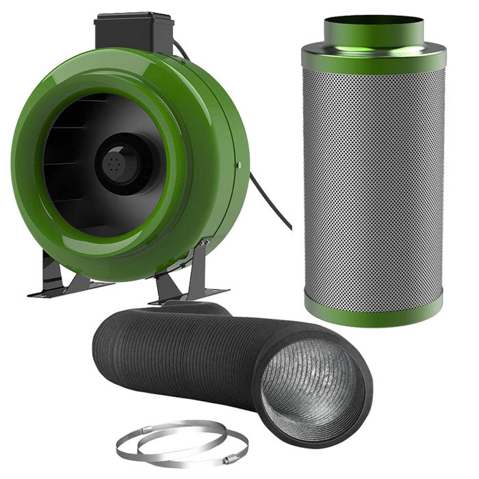 FloraFlex Ventilation and Odor Control Kit  with Inline Fan, Carbon Filter, and Ducting Combo, 8 Inch