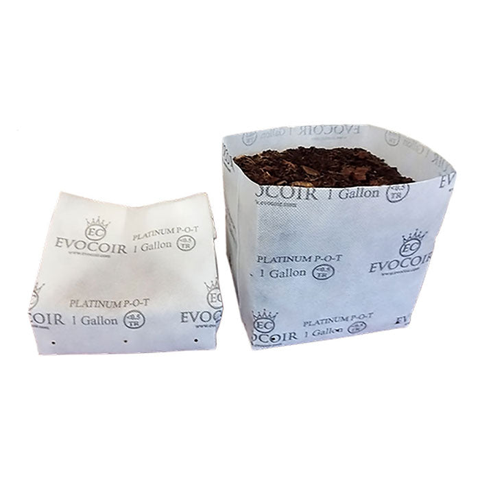 Evocoir Platinum 70/30 Treated Coco Blend Open Top Biodegradable Grow Bag, 1 Gallon