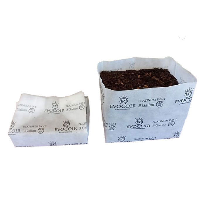Evocoir Platinum 70/30 Treated Coco Blend Open Top Biodegradable Grow Bag, 3 Gallon