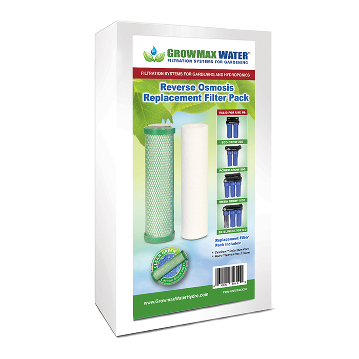 GrowMax Water Replacement Filter Pack For  Eco Grow 240, Power Grow 500, & EC Eliminator
