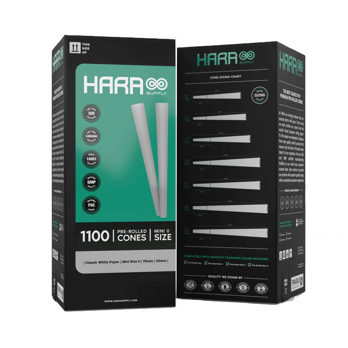 Hara Supply Mini Size 70mm/20mm Classic White Pre-Rolled Cones, Pack of 1100