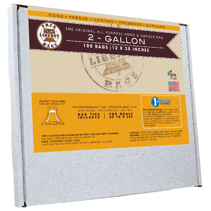 True Liberty Bags All Purpose Storage Bags, 2 Gallon Bags 12 Inch x 20 Inch, Pack of 25