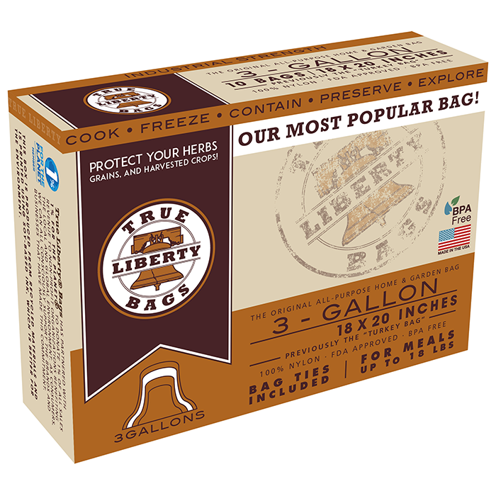 True Liberty Bags  All Purpose Storage Bags, 3 Gallon Bags 18 Inch x 20 Inch, Pack  of 10
