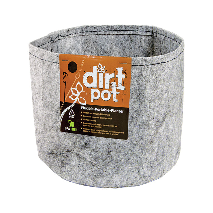 Dirt Pot Grey Round Fabric Pot, 5 Gallon