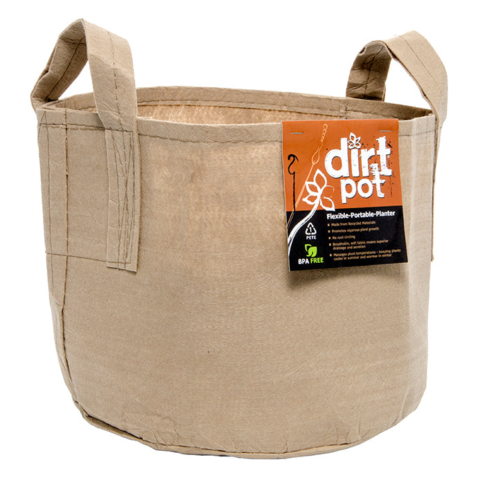 Dirt Pot Tan Round Fabric Pot with Handles, 15 Gallon
